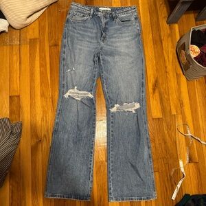 altard state high rise distressed straight leg jeans